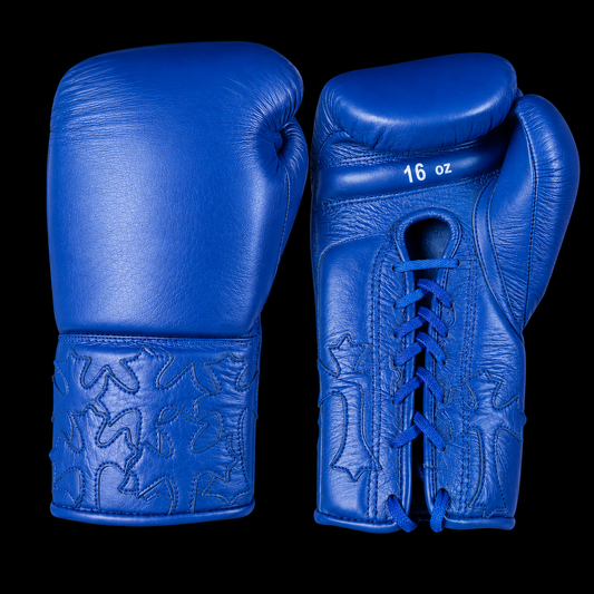 All-multi color same Lace-Up Boxing Gloves – Genuine Leather with Embossed Cross Design