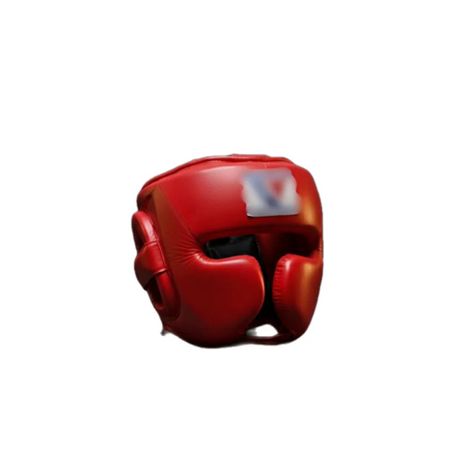 Full Face Boxing Head Guard — Red Leather | Cheek Protector | Sparring & Training | S M L XL | Boxing Forge