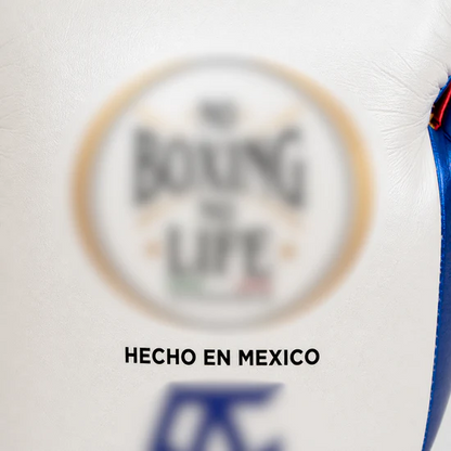 Mexican Style Lace-Up Boxing Gloves — White Blue Red Metallic  Leather | 8oz to 16oz | OEM Custom