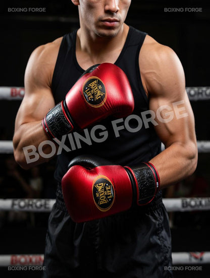 Premium Red & Black Boxing Gloves | No Boxing No Life Style | Pro Training Gloves | Custom Name Available | Handmade Quality Gear