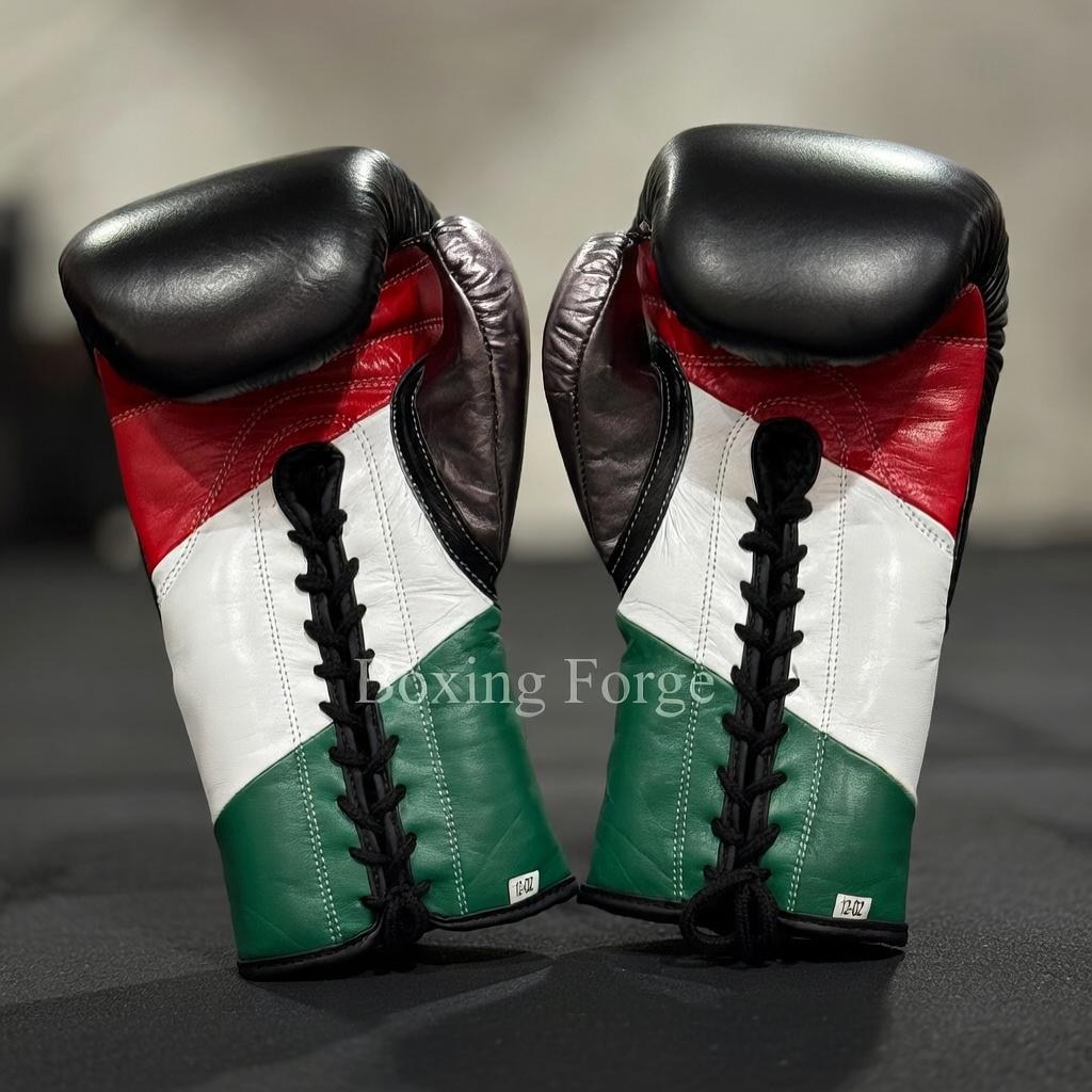 No Boxing No Life Training Gloves, Premium Metallic Leather Sparring and Fight Gloves