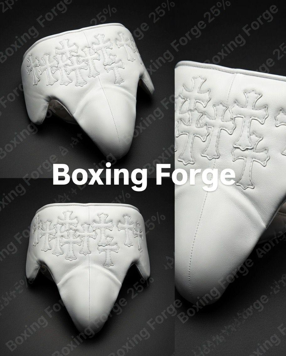 White Gothic Cross Custom Boxing Gloves, Chrome Hearts Inspired Premium Leather Sparring Gear