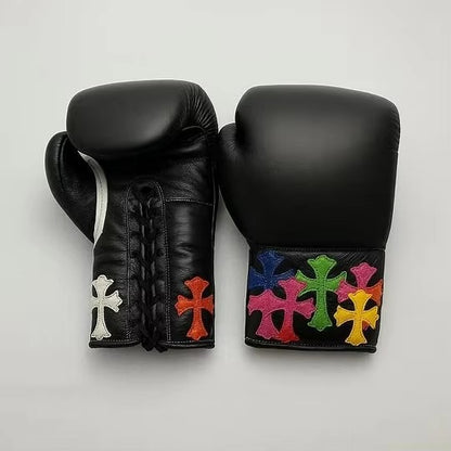 Pro Crucifix Boxing Gloves — multi-color Leather  Cross Wrist Design | Custom Build | Boxing Forge