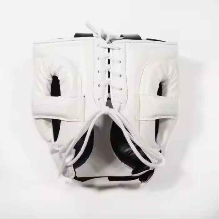 Boxing Forge Pure White Elite Boxing Set | White Leather Gloves, Headgear & Groin Guard | Pro Training & Sparring Kit