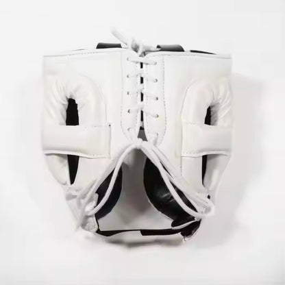 Boxing Forge Pure White Elite Boxing Set | White Leather Gloves, Headgear & Groin Guard | Pro Training & Sparring Kit