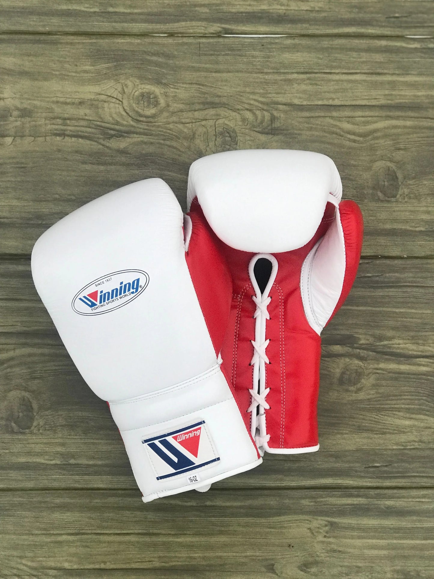 Winning Boxing Set – Genuine Leather Gloves, Headgear & Groin Guard in White & Red