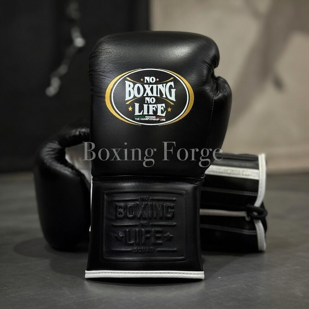 No Boxing No Life Metallic Training Gloves, Premium Genuine Leather Custom Color Sparring Gear