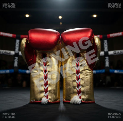 Red & Gold Boxing Gloves – Premium Leather Fight Gloves – Luxury Training  Sparring Gear – Pro Style Boxing Equipment