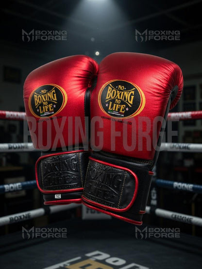 Premium Red & Black Boxing Gloves | No Boxing No Life Style | Pro Training Gloves | Custom Name Available | Handmade Quality Gear