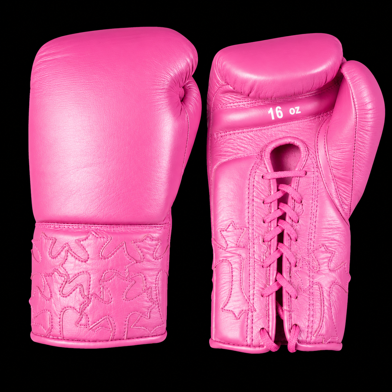 All-multi color same  Lace-Up Boxing Gloves – Genuine Leather with Embossed Cross Design