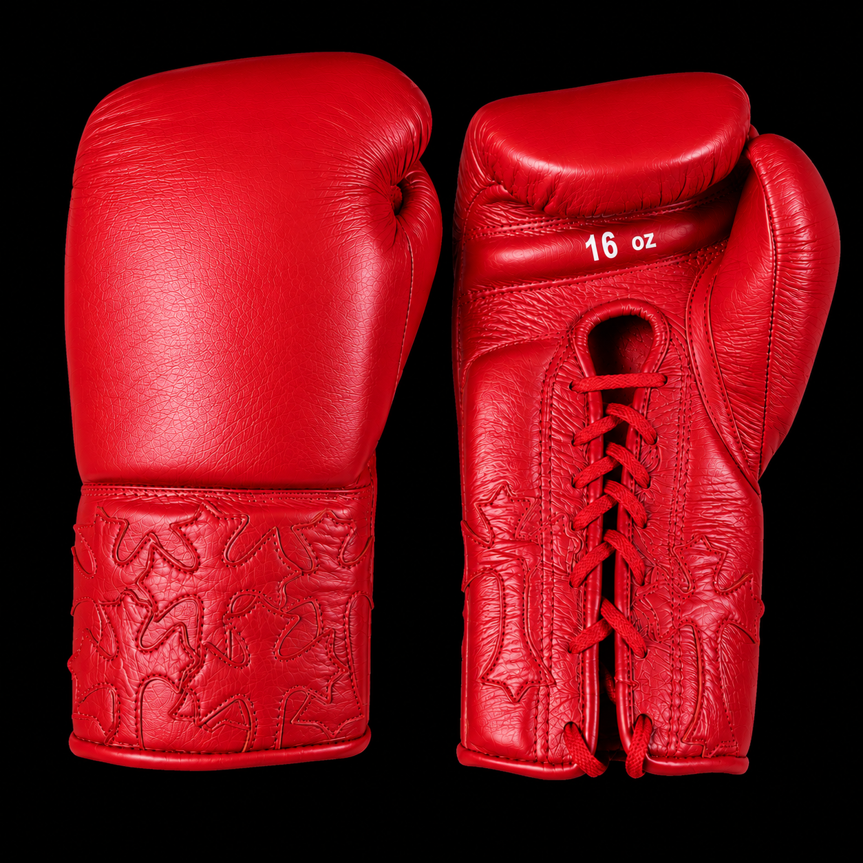 All-multi color same  Lace-Up Boxing Gloves – Genuine Leather with Embossed Cross Design