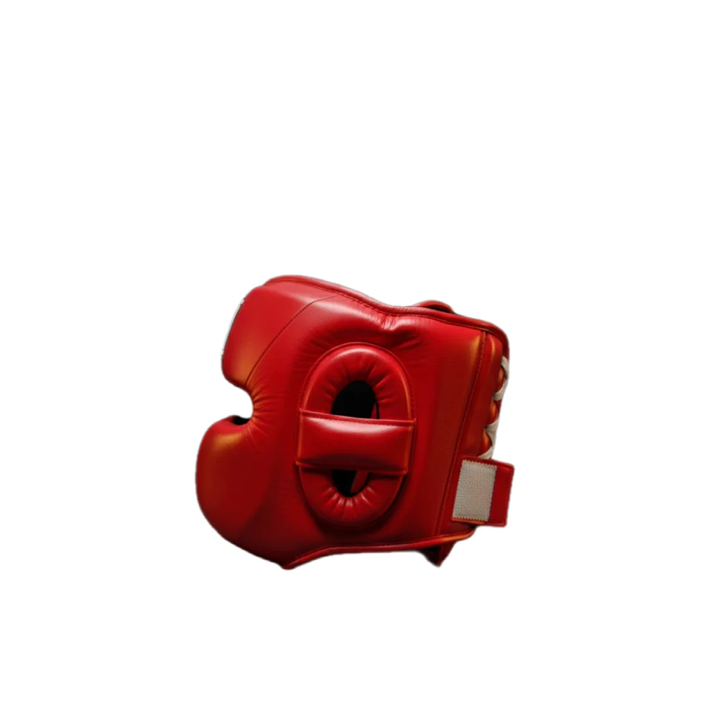 Full Face Boxing Head Guard — Red Leather | Cheek Protector  | Sparring & Training | S M L XL | Boxing Forge
