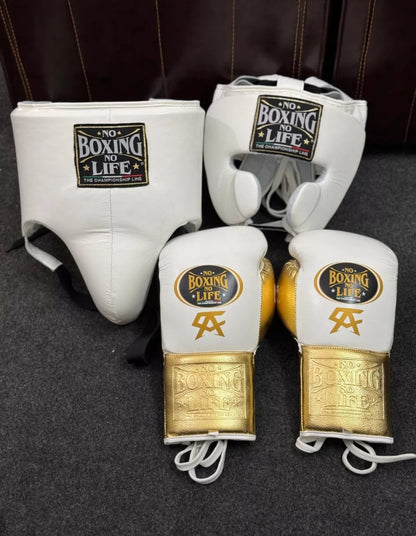Premium Boxing Set – Genuine Leather Gloves, Headgear & Groin Guard | Free Embroidery