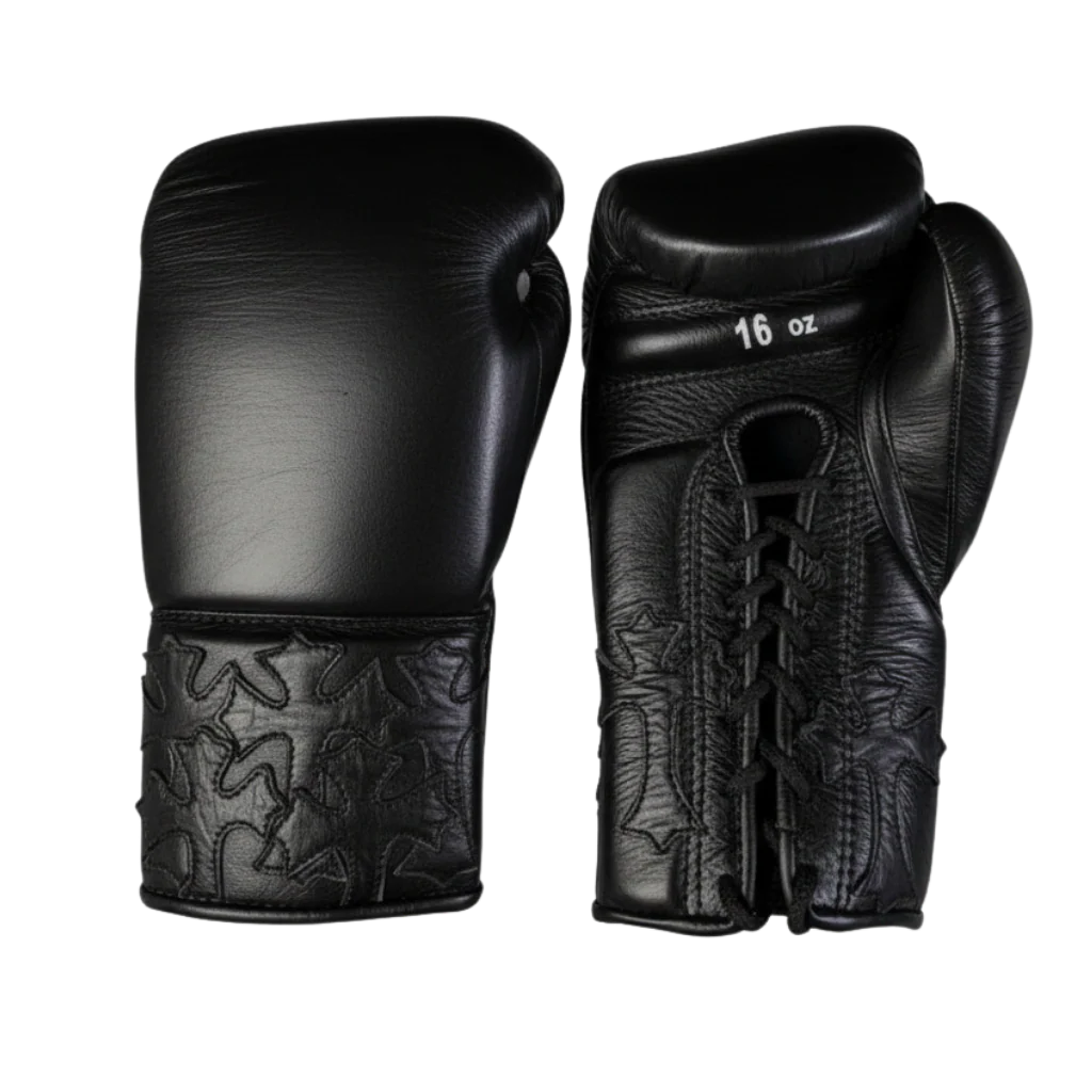All-multi color same  Lace-Up Boxing Gloves – Genuine Leather with Embossed Cross Design