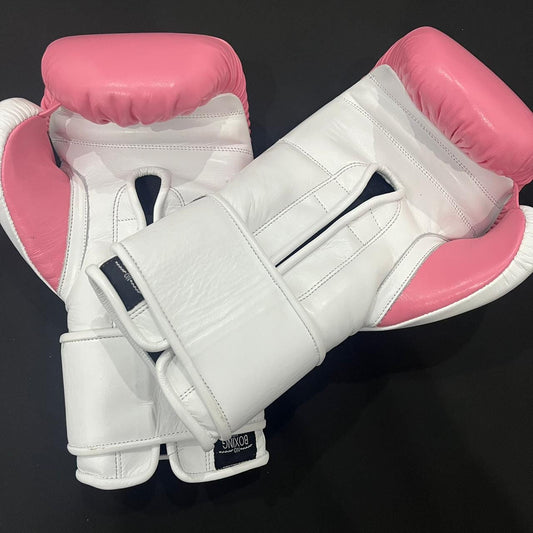 Pink No Boxing No Life Training Gloves, Premium Cowhide Leather Sparring and Fight Gear