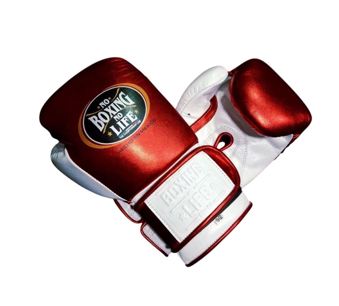 No Boxing No Life Leather Training Gloves, Pro Sparring Gear, Genuine Cowhide, Lace-Up/Velcro winning boxing gloves