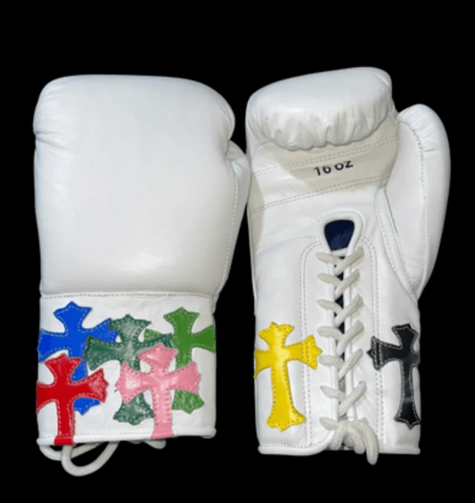 Winning Style Chrome heart Boxing Set | Lace-Up Gloves, Headgear & Groin Guard