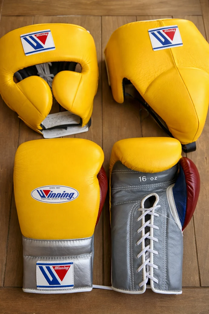 Winning Style  Boxing Set | Lace-Up Gloves, Headgear & Groin Guard