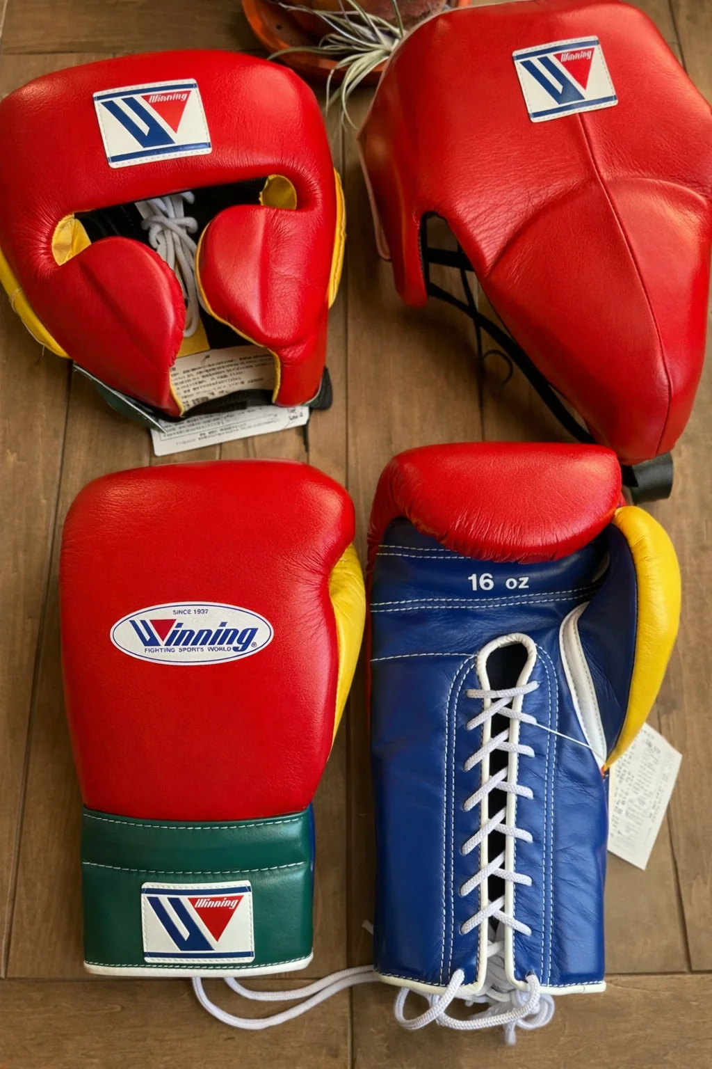 Winning Style Boxing Set | Lace-Up Gloves, Headgear & Groin Guard