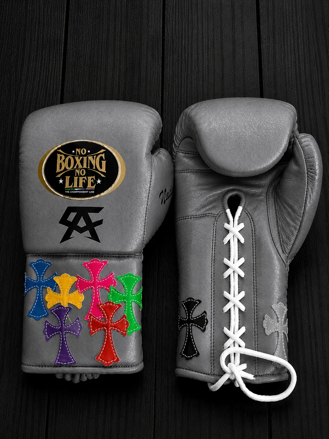 Custom No Boxing No Life (NBNL) Chrome Hearts Inspired Premium Leather Boxing Gloves | Multiple Colors Available