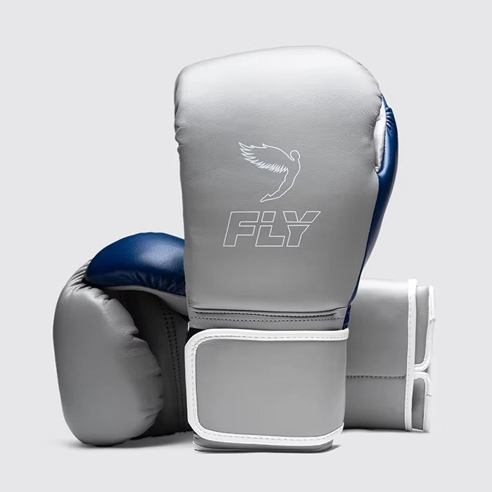 Premium Grey/Blue Boxing Gloves – Professional Training & Sparring Gloves