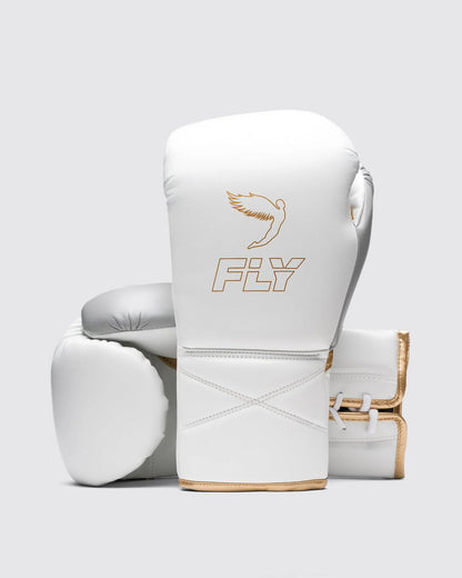 Premium White/Gold Boxing Gloves – Professional Training & Sparring Gloves