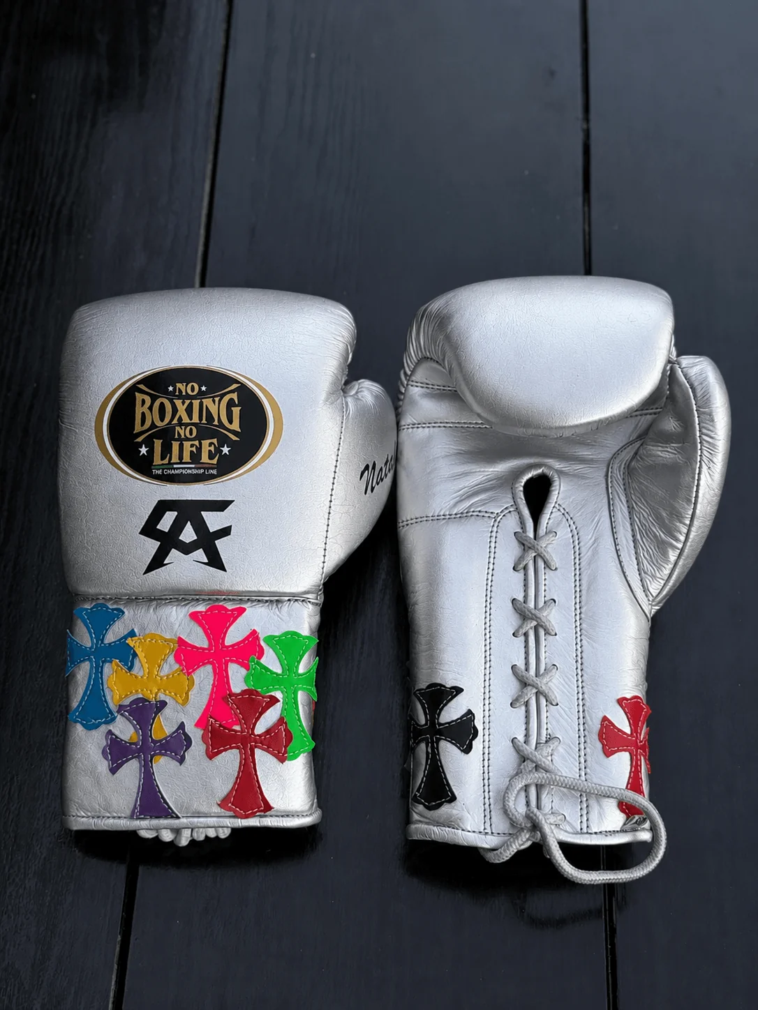 Custom No Boxing No Life (NBNL) Chrome Hearts Inspired Premium Leather Boxing Gloves | Multiple Colors Available
