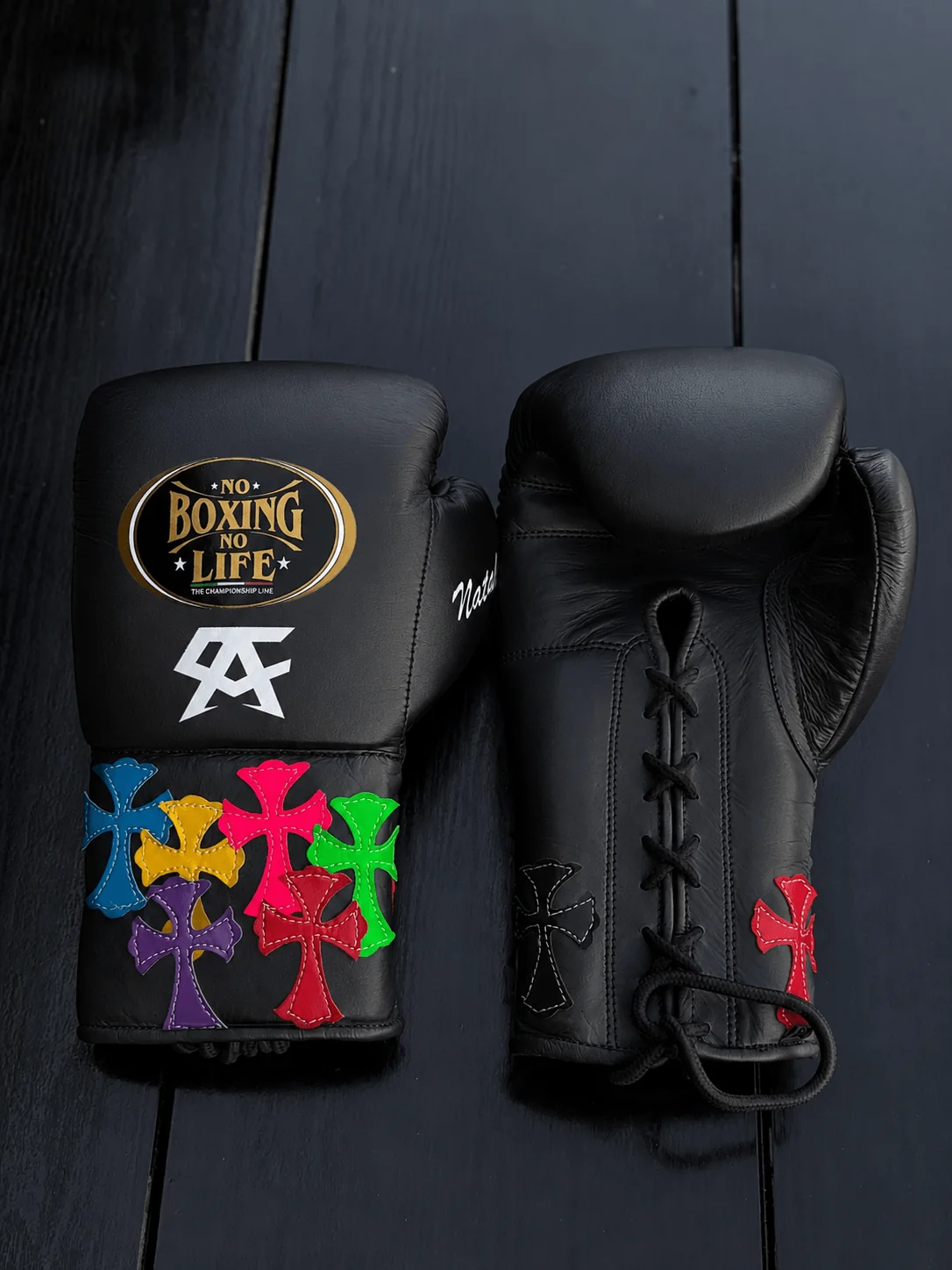 Custom No Boxing No Life (NBNL) Chrome Hearts Inspired Premium Leather Boxing Gloves | Multiple Colors Available