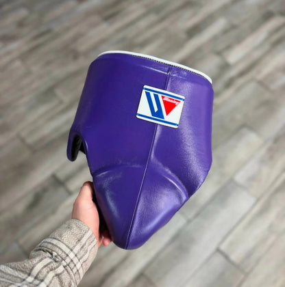 Winning Style Grey & Purple Boxing Set | Lace-Up Gloves, Headgear & Groin Guard