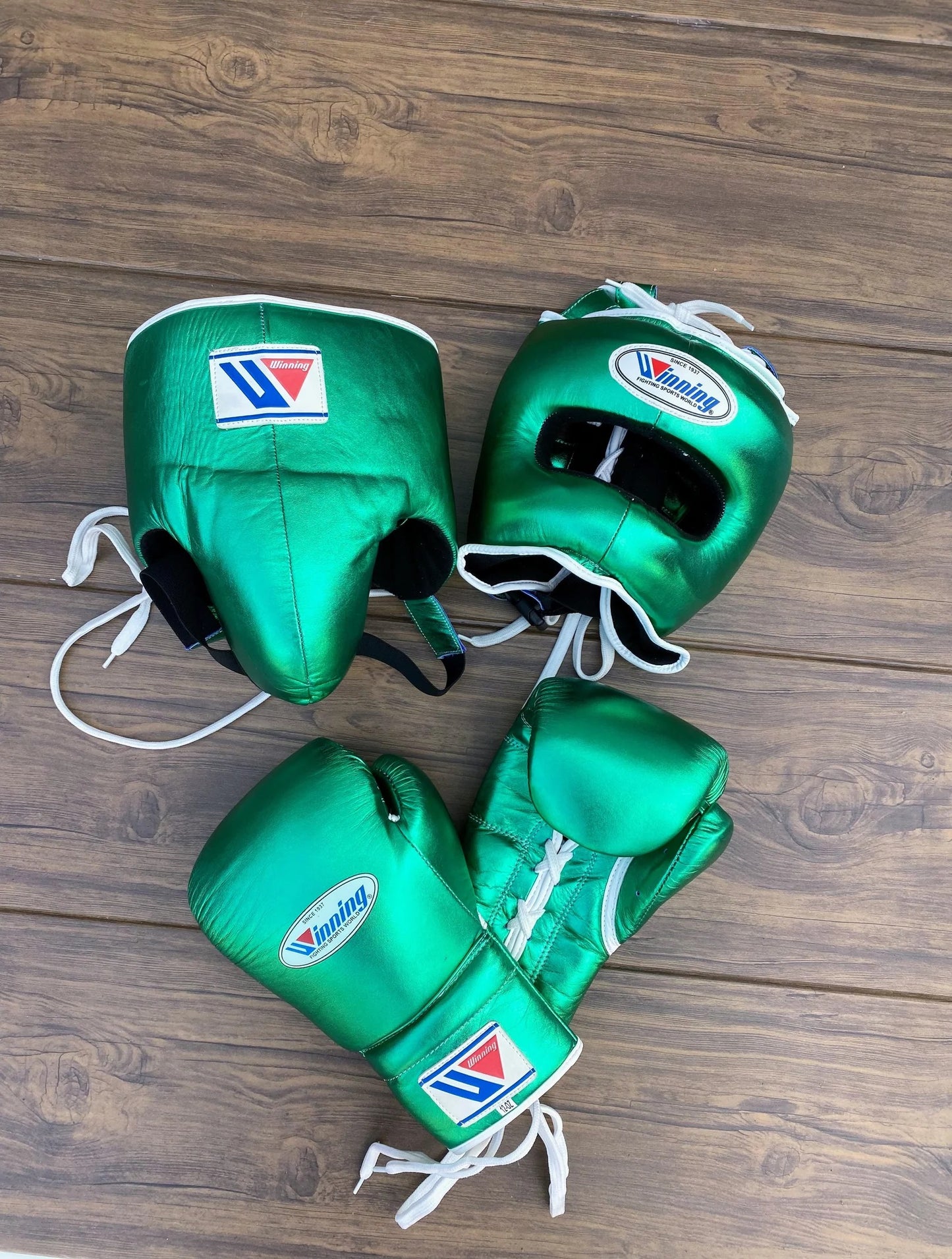 Winning Metallic Green Full Boxing Set – Full Face Headgear, Boxing Gloves & Premium Training Equipment