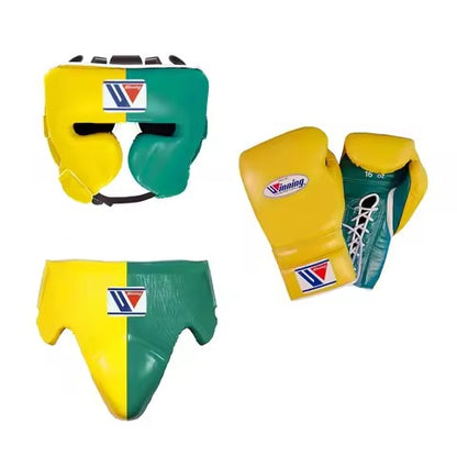Boxing Forge Emerald Elite Boxing Set |  Leather Gloves, Headgear & Groin Guard | Pro Training & Sparring Kit