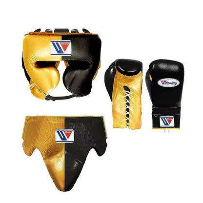 Boxing Forge Emerald Elite Boxing Set |  Leather Gloves, Headgear & Groin Guard | Pro Training & Sparring Kit